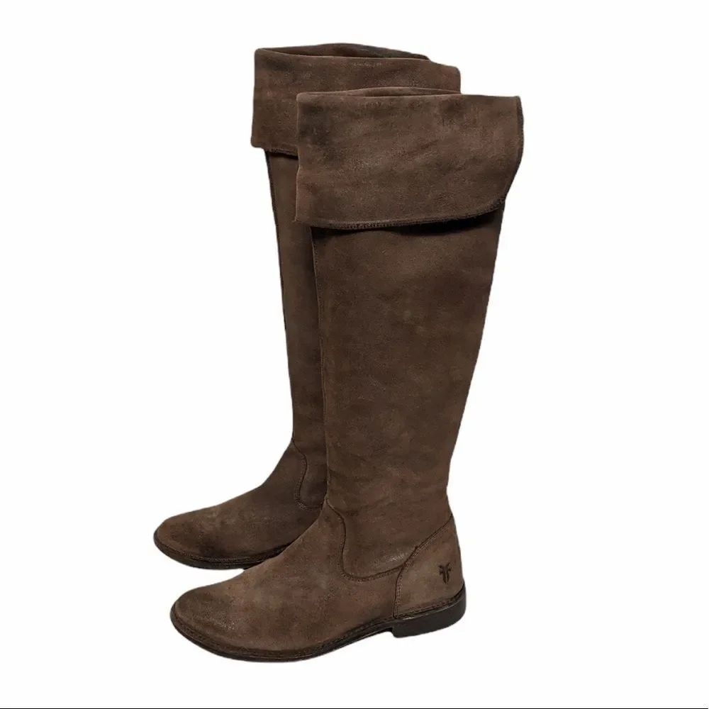 FRYE Shirley Over the Knee Leather Boots 6